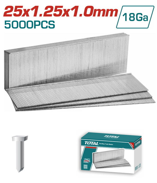 علبة دبوس مسمار 25 مم عدد 5000 دبوس (دباسة هواء و بطارية) توتال - TAC918251