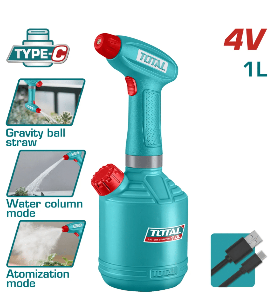 بخاخ 4 فولت 1 لتر شاحن Type-C توتال - TSPP3701