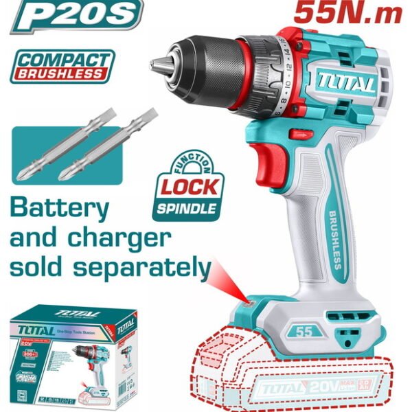 شنيور توتال 20 فولت 55 نيوتن بدون بطارية و شاحن - TDLI205581