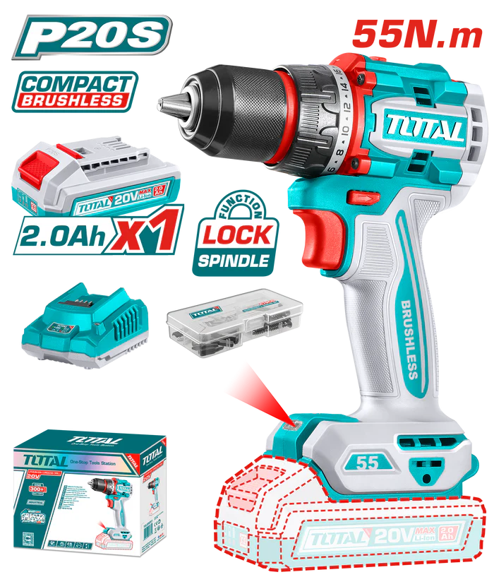 TDLI205582 شنيور توتال 20 فولت 55 نيوتن مع بطارية و شاحن - TDLI205582 - Image 1