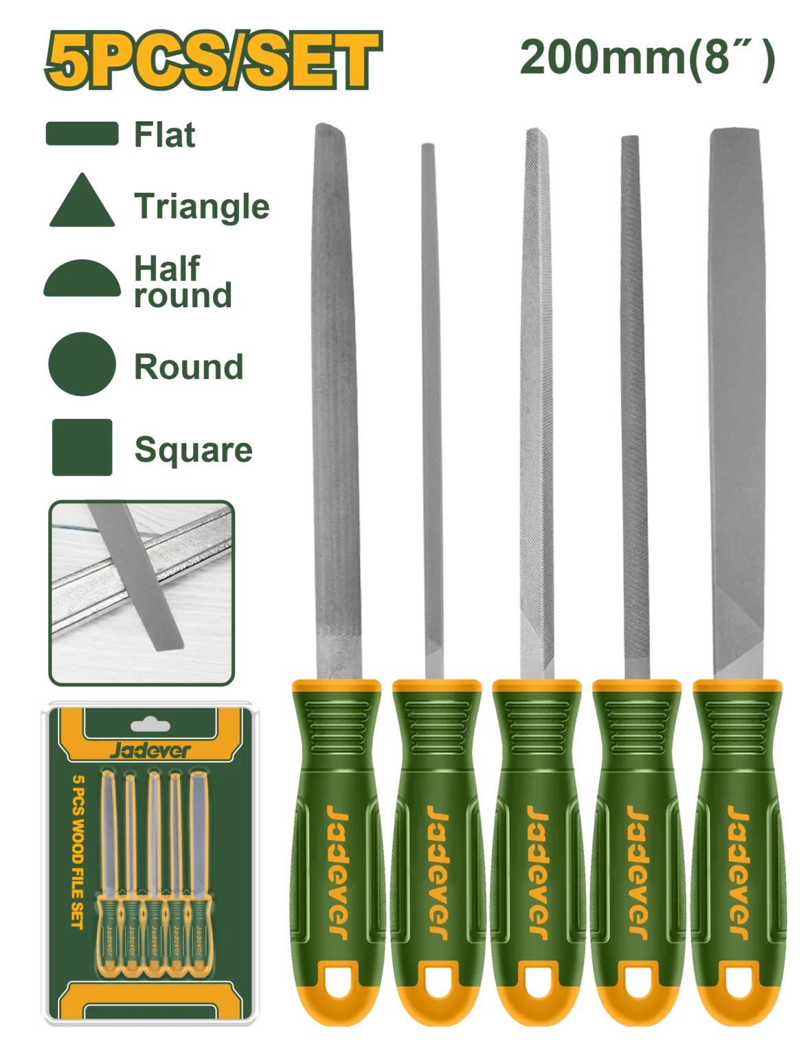 JDSF2405 طقم مبارد حدادي 5 قطع مقاس 8" - JDSF2405 - Image 1