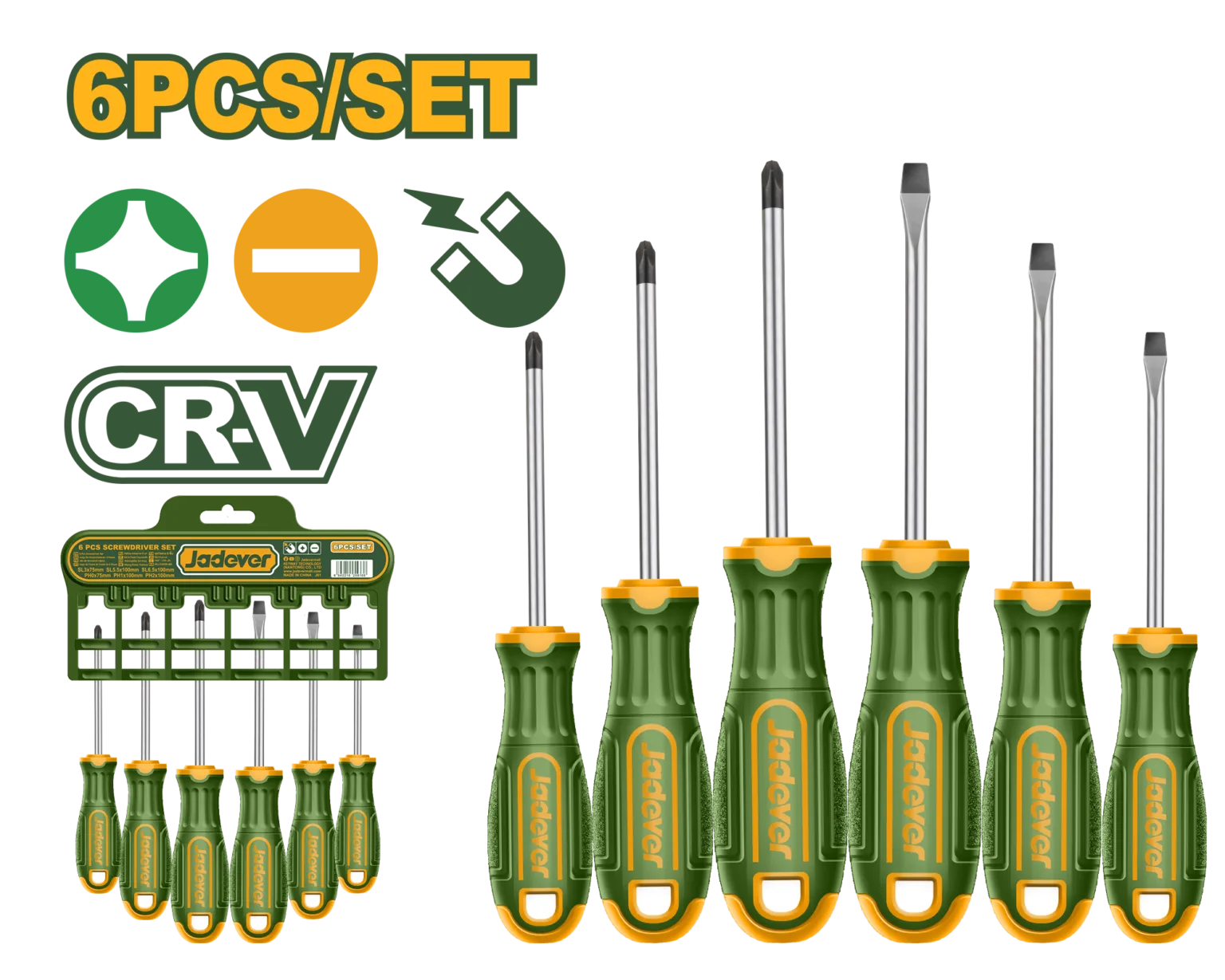 JDSS1206 طقم مفكات 6 قطع يد كاوتش 2 لون عادة + صليبة - JDSS1206 - Image 1