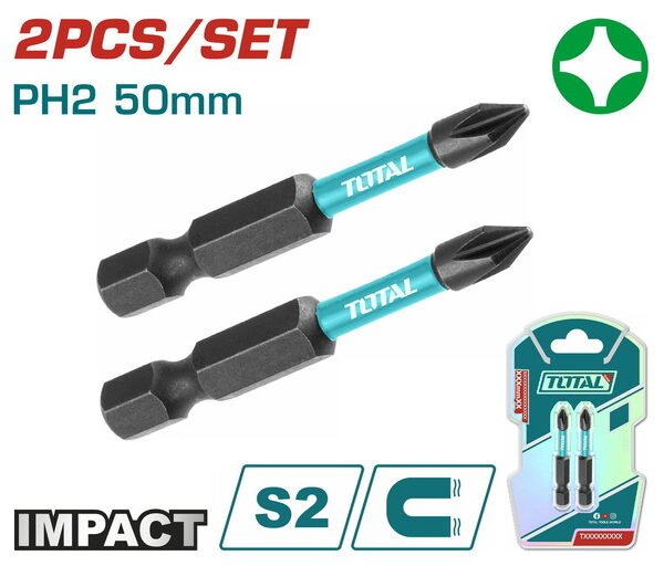 طقم سن مفك صليبة اتجاه واحد 2 قطعة - TACIM71PH250