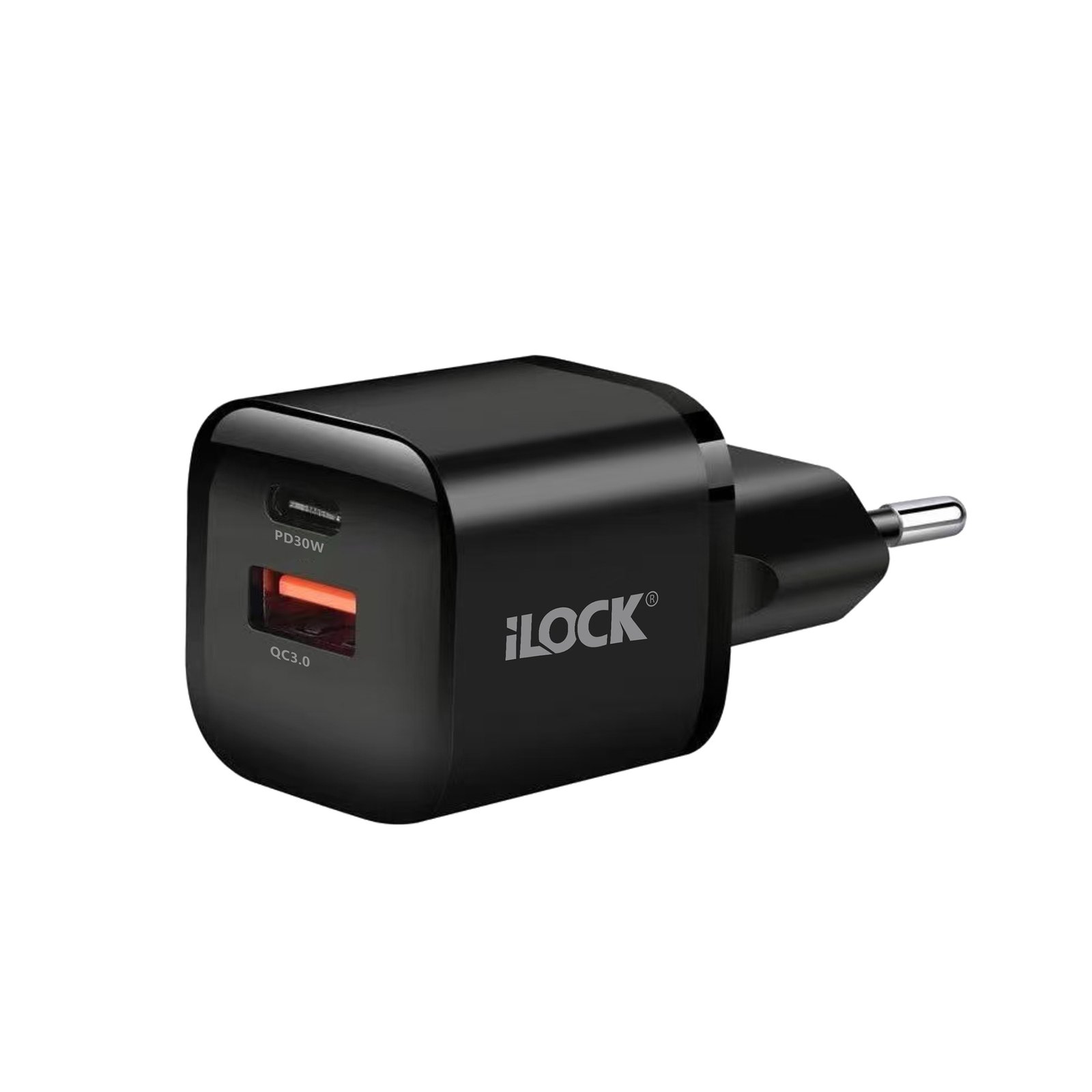 1-1-1.jpg Type A&C شاحن سريع اي لوك 30 ﻭﺍﺕ أسود - Image 1