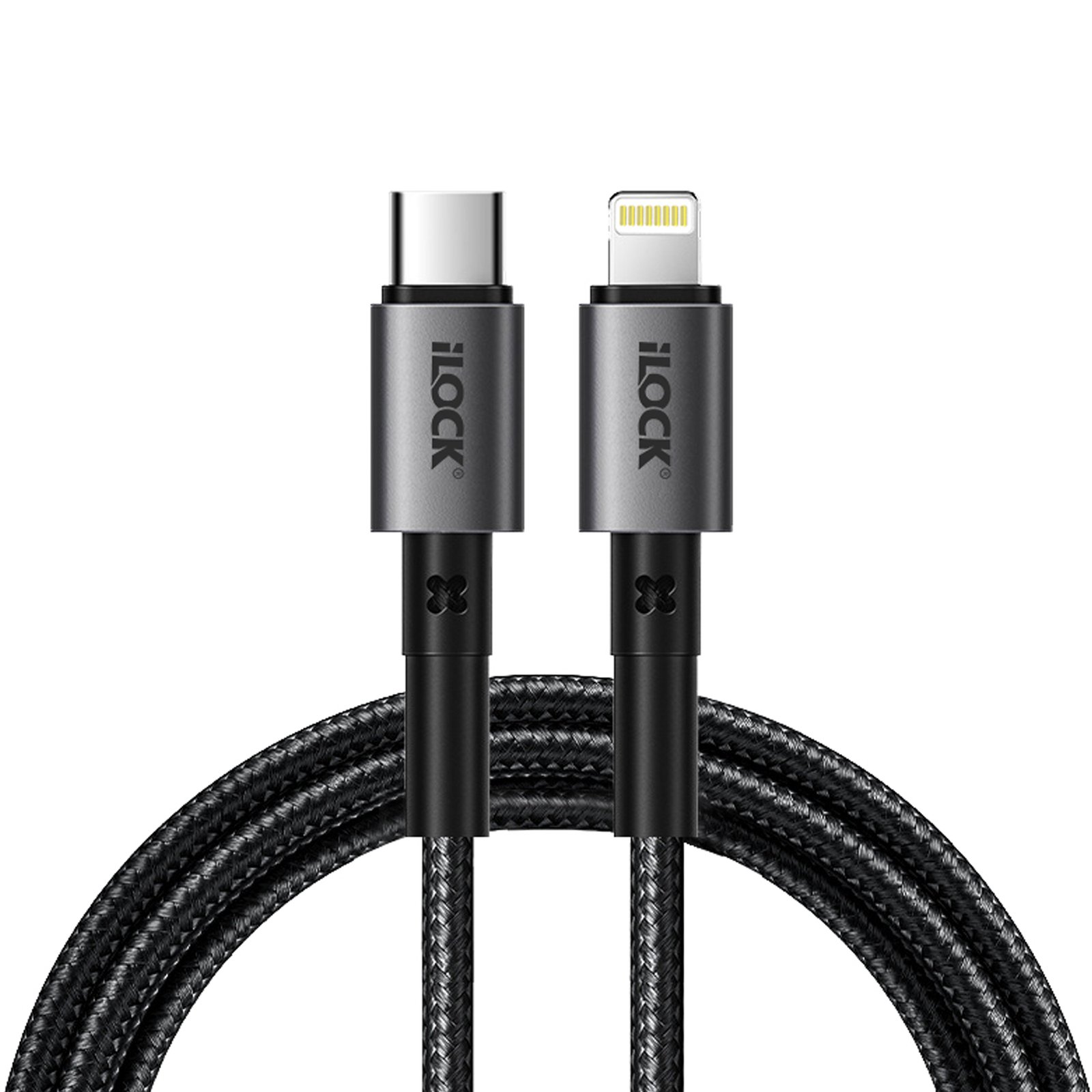 3-5-1.jpg Type C أي فون كابل شاحن 30 وات اي لوك قماش أسود - Image 1