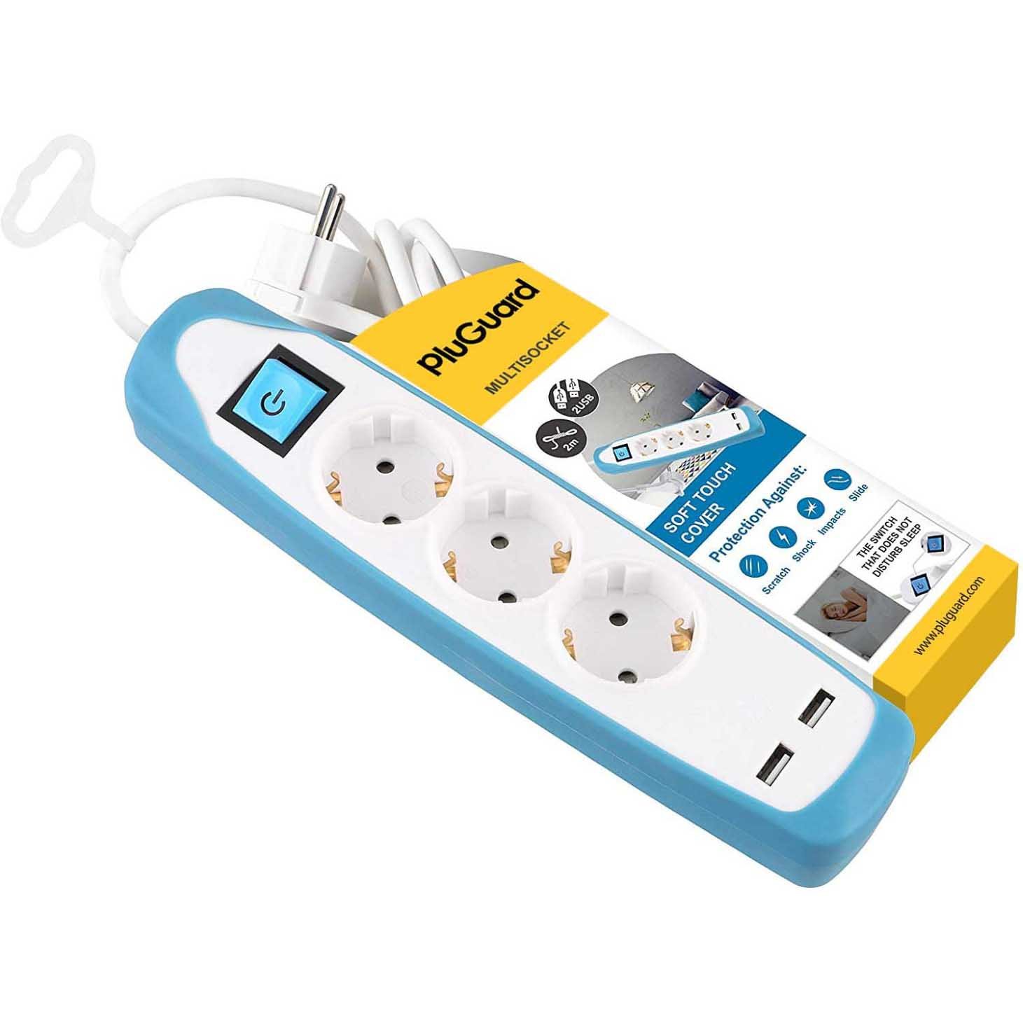 81pg6fnqjzL._AC_SL1500_.jpg 2متر- USB 2 مشترك اي لوك 3 مخرج ﻭ أبيض - Image 1