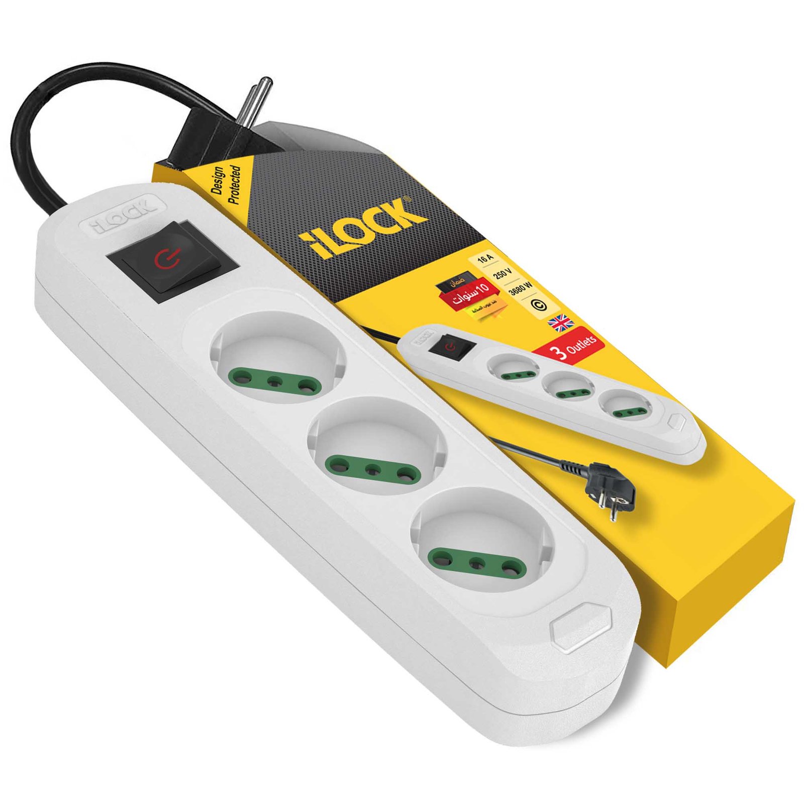 ilock_3way_schuko_White_4.jpg مشترك شوكو اي لوك 3 مخرج - 3 متر أبيض - Image 1