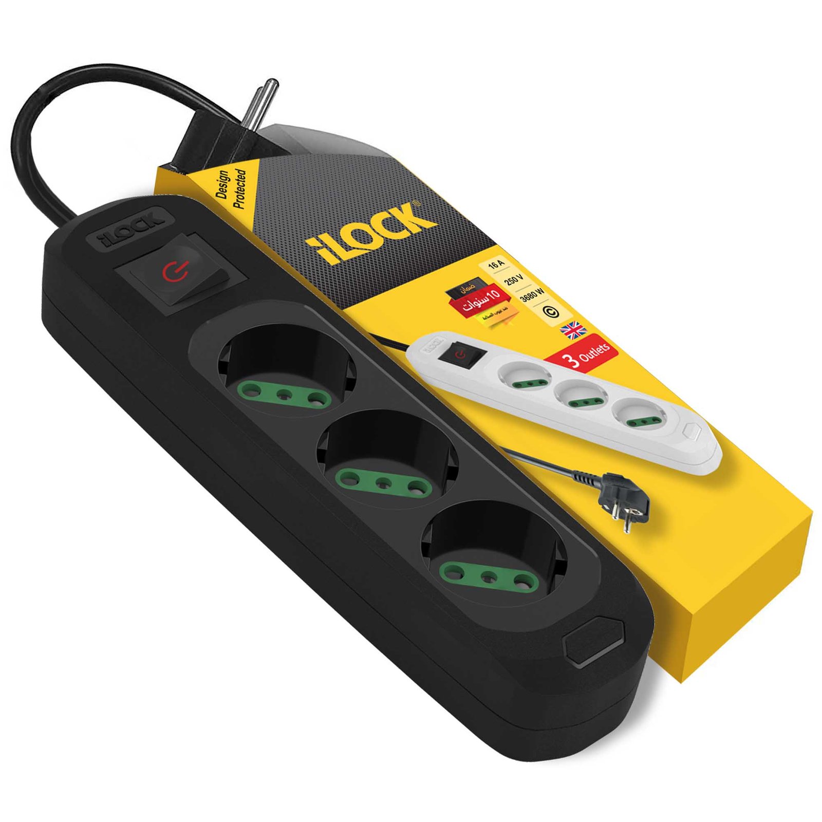 ilock_3way_schuko_black_4.jpg مشترك شوكو اي لوك 3 مخرج - 3 متر أسود - Image 1