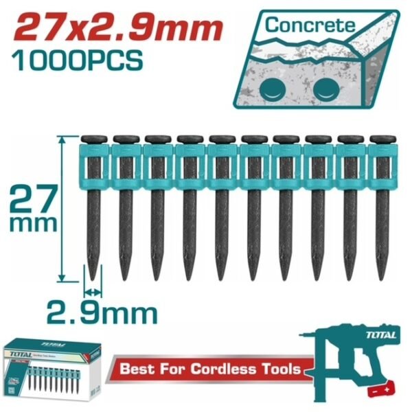 علبة مسمار خرسانة 27 مم 1000 مسمار - TAC02271 توتال تولز