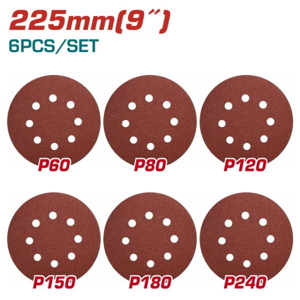 طقم غيار صنفرة دائرية 6 قطع 9 بوصة - TAC732251 توتال تولز