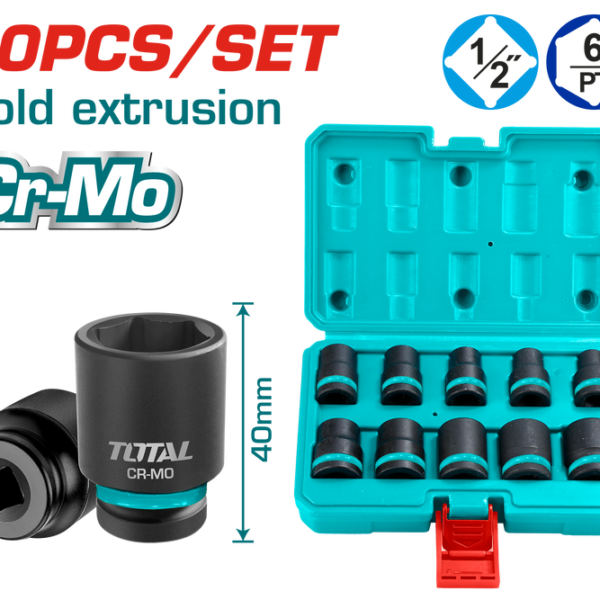 طقم لقم نص بوصة تصادمي 10 قطع - THISTD12101 توتال تولز