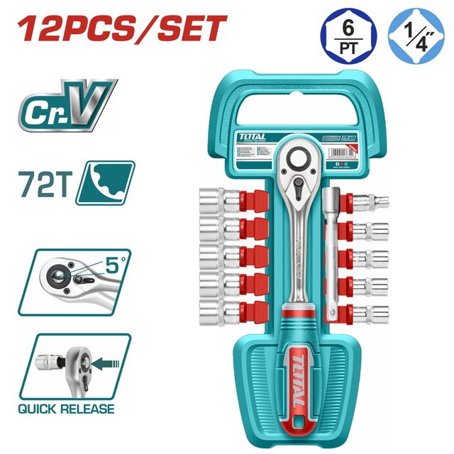 THT14114126.jpg طقم لقم ¼ بوصة 12 قطعة - THT14114126 توتال تولز - Image 1