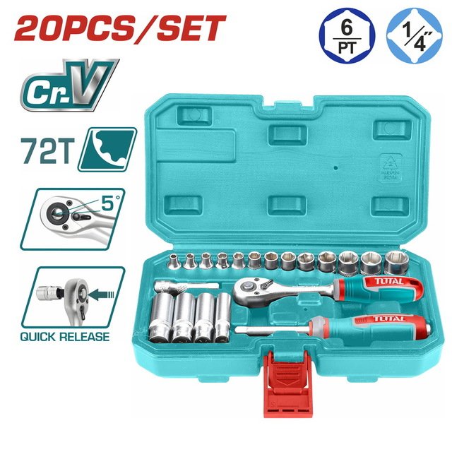 THT141201.jpg طقم لقم سيستيم ¼ بوصة 20 قطعة - THT141201 توتال تولز - Image 1