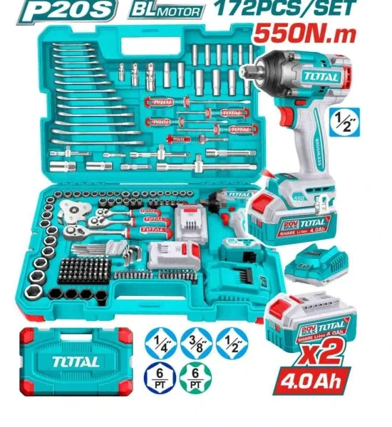 طقم دريل 550 نيوتن 172 قطعة توتال - THKTHP41728
