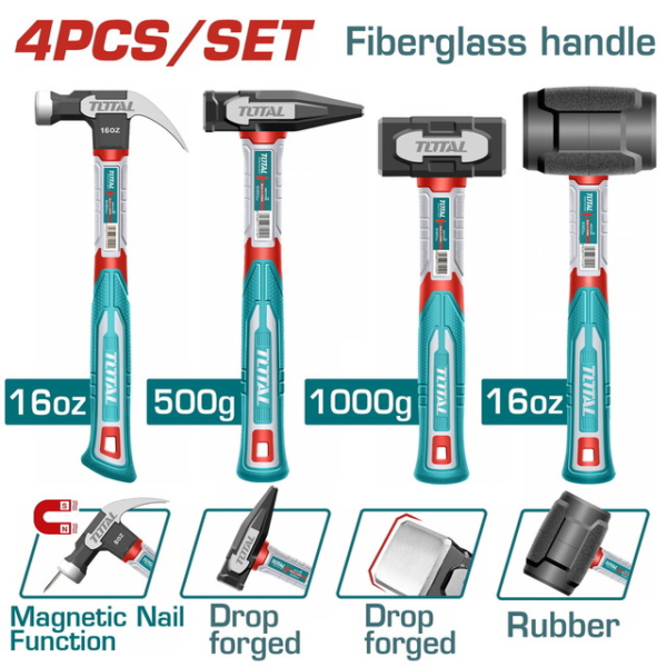 طقم شاكوش 4 قطع توتال - THCH6004