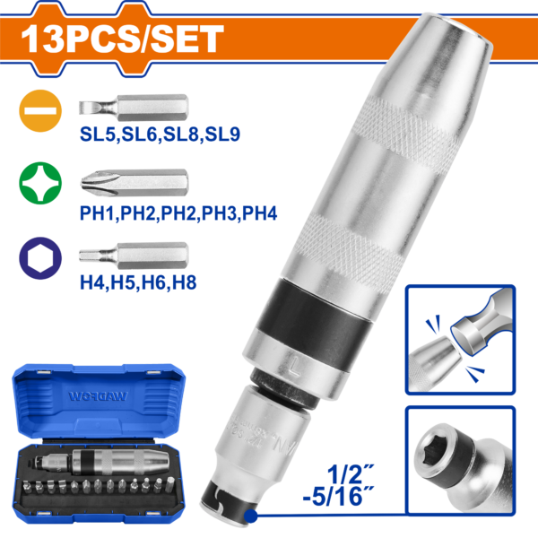 طقم مفك دق باللقم 13 قطعة وادفو - WYM1B13
